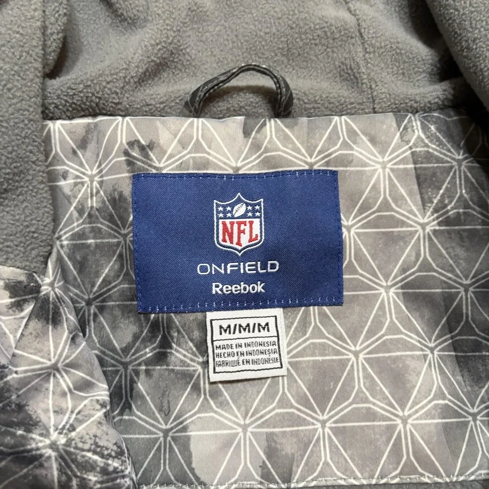 Chicago Bears Jacket Mens Medium‎ Gray NFL Reebok On-Field Hooded Fleece Lined